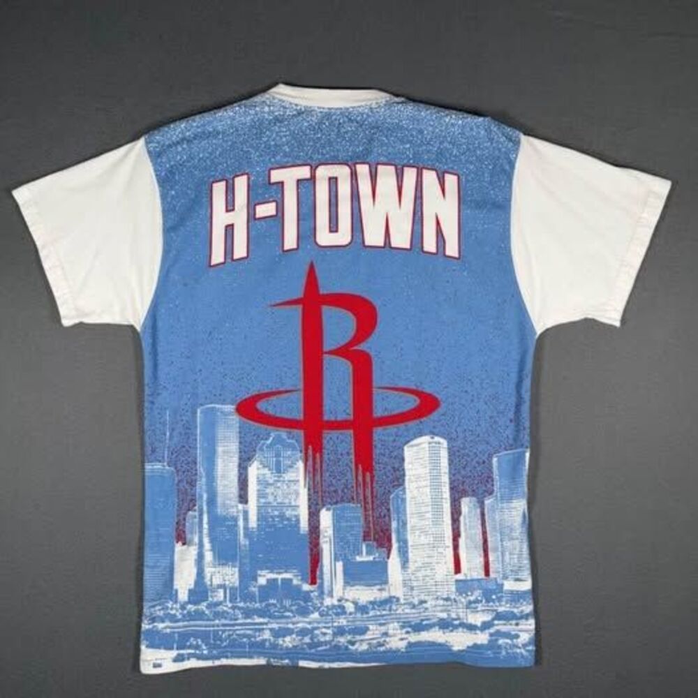 Nike Houston Rockets H-Town City Skyline Graphic White T-Shirt Mens Size S